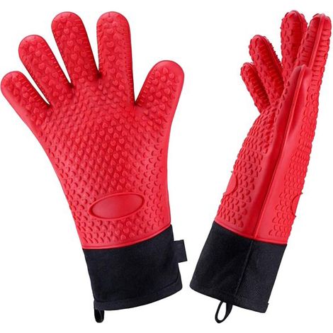 Gants De Four - Silicone Sans BPA - Résistance Thermique -70 °C À 230 °C - Manches Longues Antidérapantes - Pour Four Barbecue Friteuse - 1 Paire (1/5)