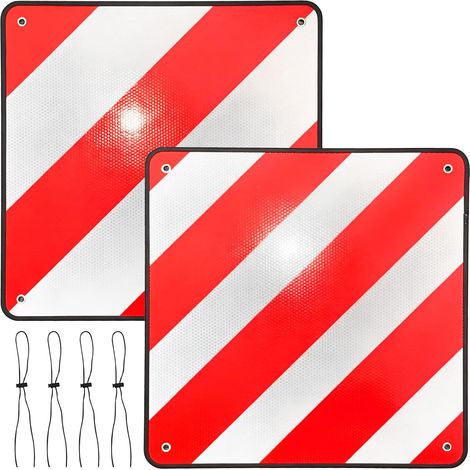 2 en 1 Réflecteur de Signalisation,Panneau Signalisation Porte Velo 50x50cm,Panneau D'Avertissement,Rouge Blanc 2 en 1 Italie Espagne,pour Cale Camping Car,Porte Velo,Remorque Arrière,Caravane (1/5)