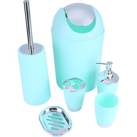 Eosnow 6pcs Badezimmer Zubehör Set Mülleimer Seifenschale Tasse Zahnbürstenhalter Toilettenbürste