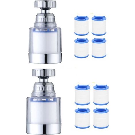 Lntyq Lot de 2 filtres à eau pour robinet, filtre de robinet anti-calcaire, avec 8 éléments filtrants en coton PP et adaptateur universel pour évier, cuisine, salle de bain