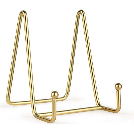 Supports pour assiettes de 10 cm (4 pouces) pour présentation, présentoir doré amélioré en fer, chevalet, porte-cadre photo en métal (1/5)