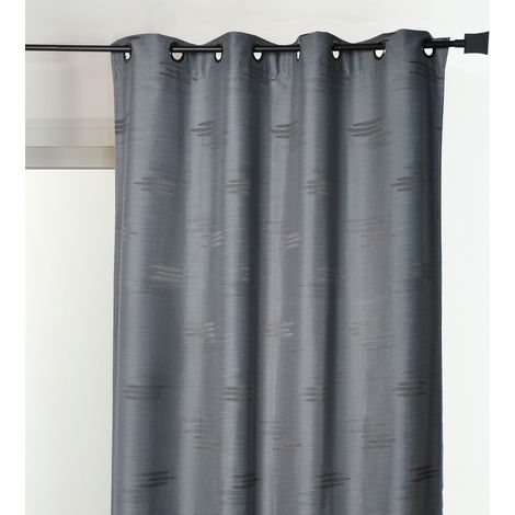 Rideau jacquard à formes géométriques et œillets Gris anthracite 140x260 cm