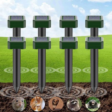 Solaire Répulsif 8 Pièces, Anti-Taupes pour Ultrasons, Répulsif Contre Les Insectes d'extérieur, Répulsif Serpent Ultrason, pour Campagnols, Gophers et Autres Animaux (1/5)