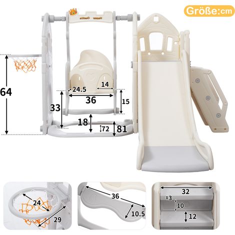 Toboggan pour Enfant 4 en 1 avec Panier de Basket,Enfant Balançoire Toboggan pour Enfant 4 en 1 avec Panier de Basket,Enfant Balançoire