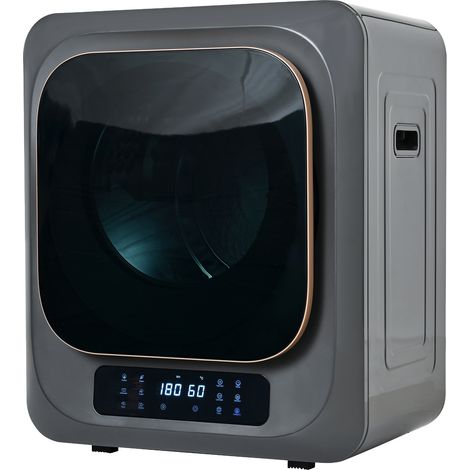 Mini Sèche-Linge Mural Compact 4kg 850W, Sèche-Linge Évacuation avec Tambour Inox, Écran LED et Désinfection UV, Petit Sèche-Linge Silencieux