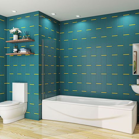 Biubiubath 250x1400mm Corner Fixed Bath Shower Screen Over Bath Square Cut (1/4)