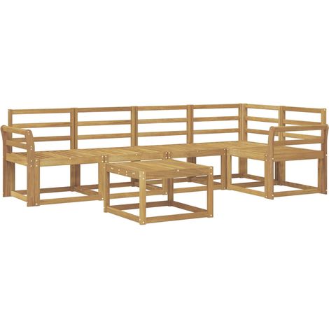 Outdoor Sofa Set 6 pcs White Solid Acacia Wood vidaXL (1/5)