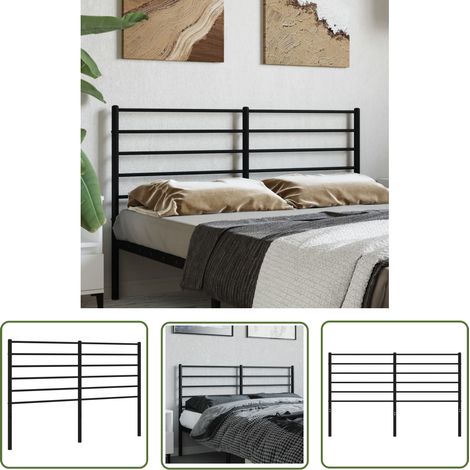 The Living Store Tête de lit métal noir 120 cm - Tête De Lit - Lit Double - Tête De Lit Métal - Tête De Lit Noire - Meuble Chambre (1/5)