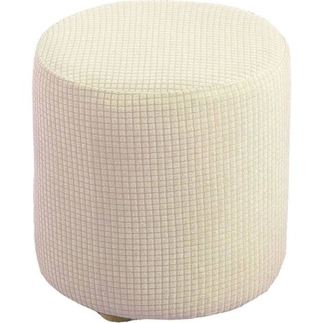 Ecleanfy - Housse de Pouf Ottomane Carrée/Rond Extensible, Housses de Repose-Pieds en Doux pour avec Fond élastique (blanc laiteux ,30x30cm) (1/5)