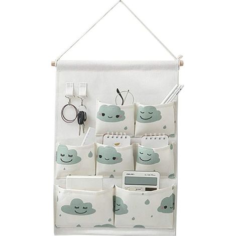 Sac de rangement suspendu, sac de rangement mural, 7 poches, sacs de rangement, organisateur mural en tissu, pochette de rangement (1/4)