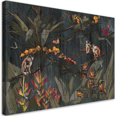 Tableau sur toile Singes dans la jungle 100x70 (1/5)