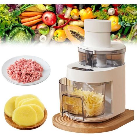 Grattugia elettrica per formaggio con contenitore, tritacarne da 300 W, tritatutto elettrico con 4 lame sostituibili, tritatutto elettrico per verdure da 23.000 giri/min, tritatutto per tutti i tipi d (1/4)