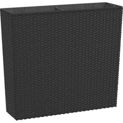 Jardinière Bac à fleurs et intérieur amovible anthracite 12 /44 L rotin PP (1/5)