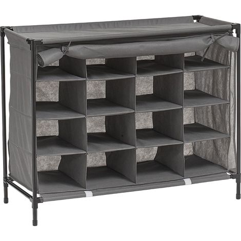 Zeller 14615 Scarpiera a 16 Scomparti, in Tessuto Non Tessuto/Metallo, Grigio, 84 x 35 x 66 cm, grau, tela
