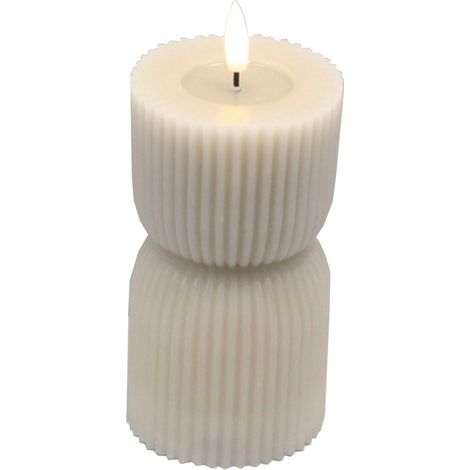 Luxe Collection Natural Glow 2.75 x 10 Stone Carved LED Candle - Plastic/Wax - L7 x W7 x H24 cm