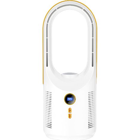 Ventilador de sobremesa compacto, silencioso y sin aspas, con 5 velocidades y carga USB (blanco). (1/5)
