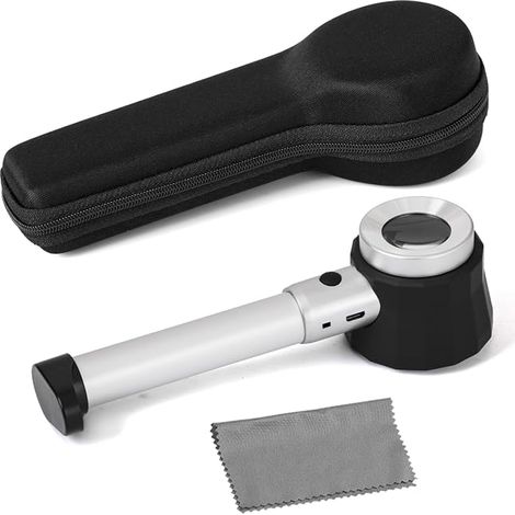 Integrierte 10-fache LED-Lichtlupe mit Messskala zur Schmuck- und Dokumentenidentifizierung. (1/5)