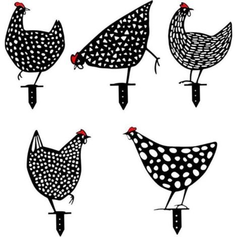 Statue Poulet - Acrylique Non Toxique - Résistant Aux Intempéries - Pour Jardin Extérieur - Lot De 5 (1/4)