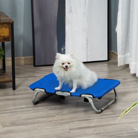 Cama plegable para perros pequeños, para interior y exterior, elevada, de acero y tela Oxford, 59x46x15 cm, azul.