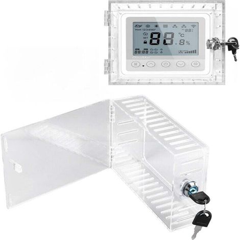 Boite De Verrouillage Thermostat Avec Clé, Couvercle De Thermostat Avec Serrure, Protection De Thermostat En Acrylique Transparent, Compatible Avec Thermostats (1/4)