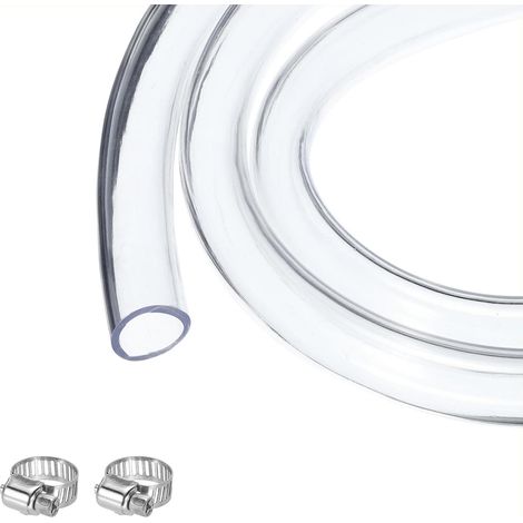 Tuyau En PVC Transparent 19mm x 24mm 25ft Tube Plastique En PVC Flexible Tuyau D'eau Pour Tuyauterie Industrielle, Aquariums, Pompe, 3/4" ID 1" OD, Avec 2pcs Colliers (1/5)