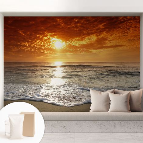 Papier peint décoratif avec colle pour salon, chambre à coucher et bureau – Design moderne et facile à poser Vagues océaniques 208x146 cm (1/5)