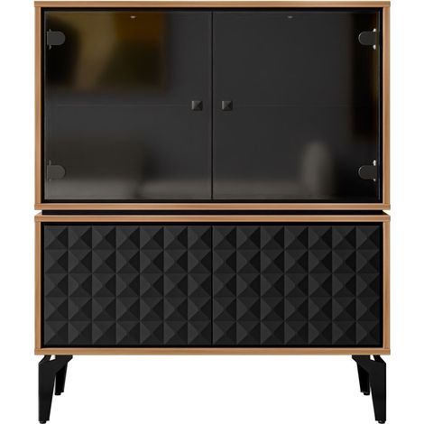 Aparador Cornovu 102 , 122x103cm, Número de puertas: 040cm, MDF, Aglomerado laminado, Vidrio templado