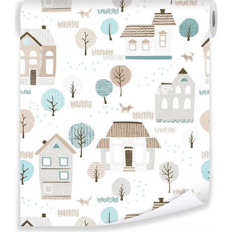 Papier peint enfant style scandinave déco murale chambre enfant – rouleau 0,5 x 10 m intissé écologique Wallarena (1/3)