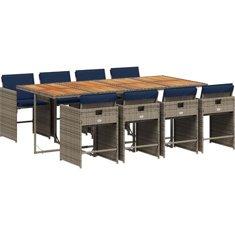 Maison Exclusive - Set da pranzo da giardino da 9 pz con Cuscini in Polyrattan Grigio (1/5)