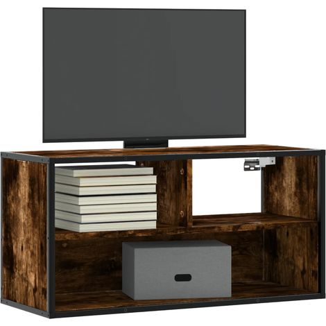 TV-Schrank Räuchereiche 80x31x39,5 cm Holzwerkstoff und Metall (1/5)