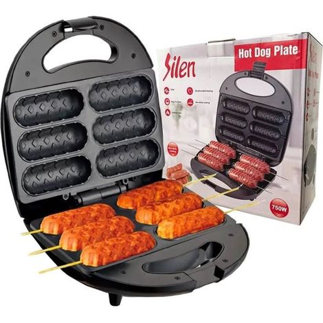 TrAdE Shop Traesio - Piastra Elettrica Antiaderente Multifunzione 750w Calore Uniforme Per Corn Dog Hot Dog - (1/5)