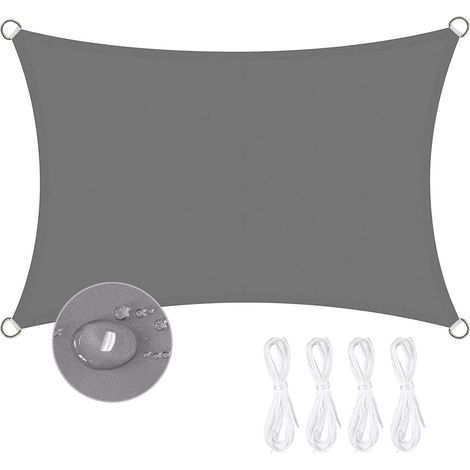 Voile d'ombrage Imperméable Rectangulaire 2 x 3m (Gris)Toile Ombrage 95% Une Protection des Rayons UV pour Extérieur Terrasse Jardin Balcon (1/5)