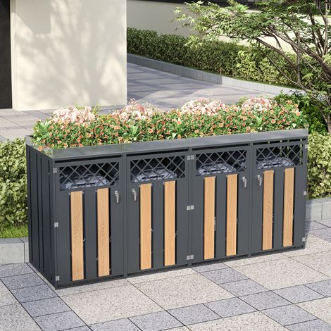 Mueble cubos basura exterior 4 puertas acero OKMYHOME (1/5)
