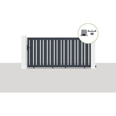 Pack portail coulissant électrique VEYMONT 300x140cm Gris + Motorisation RANGER C300 (1/5)