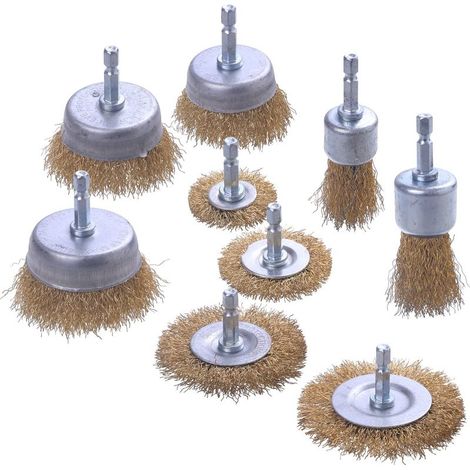 9pcs Brosse Perceuse Ensemble pour le Nettoyage, L'élimination de la Rouille, le Polissage et la Peinture Décapante (1/5)