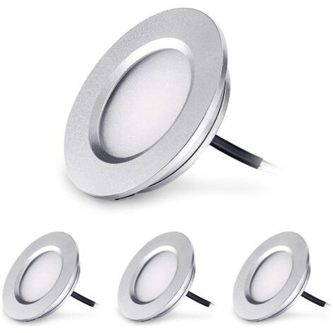 Ensoleille Einbau-Badezimmerstrahler, 3 W, 12 V, 4er-Pack, 240 Lumen, warmweiß (3000 K), Schutzart IP44, einfache schraubenlose Montage