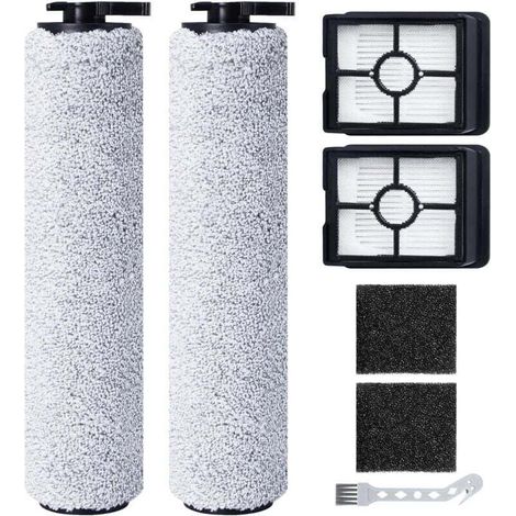 Replacement brush roll and HEPA filter for BISSELL CrossWave HF3 Cordless Stick Vacuum Cleaner (3598N), 2 brush rolls + 2 HEPA filters + 2 filter sponges + 1 cleaning brush
