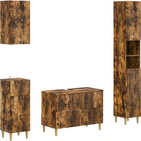 Set di Mobili da Bagno da 4 Pezzi ARNHEM Rovere Fumo vidaXL (1/5)