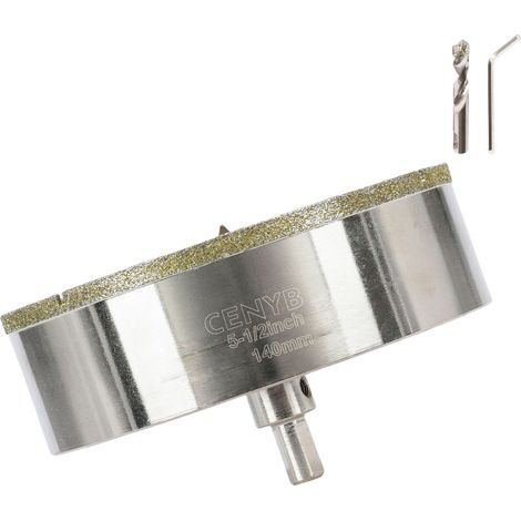 5-1/2 Pouces 140mm scie cloche carrelage foret diamant carrelage avec foret de centrage Revêtue de diamant Adaptée pour,Verre, Marbre, Porcelaine et Céramique (1/5)