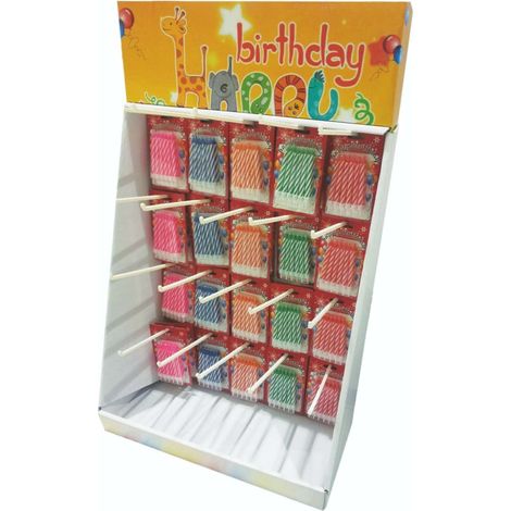 SET 12 CANDELE COMPLEANNO 8 CM COLORI ASSORTITI