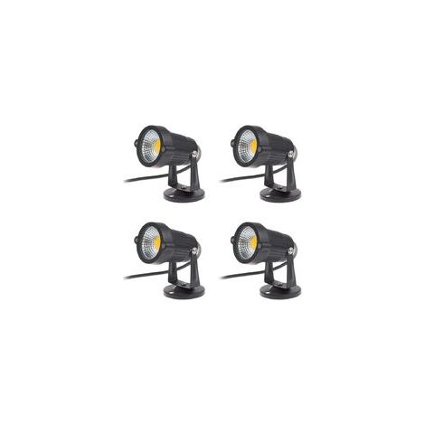 Lot de 4 spots LED COB 5W 220V orientables – Aluminium noir – Norme IP65 pour extérieur – Lumière blanche chaude (1/5)