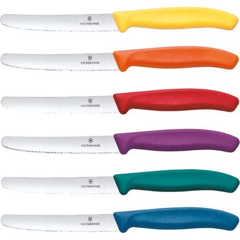 Victorinox set 6 coltelli tavola nuovi colori punta tonda