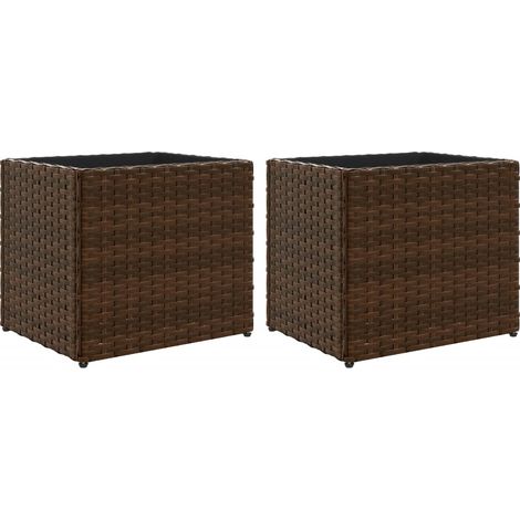 Fioriera rialzata per piante fiori giardino terrazze set da 2 36 x 30 x 32 cm resina intrecciata marrone 020038946