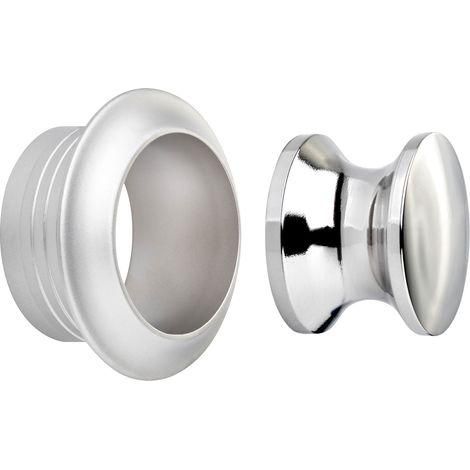 Aufschraubschloss Möbelschloss Caravan-Schloss Türschschloss Knopfset rund 16 mm Edelstahloptik