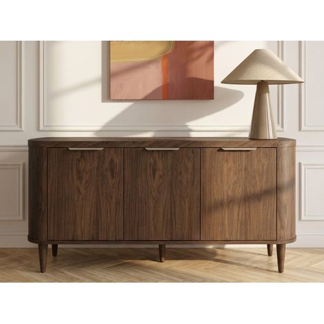 BOBOCHIC - Buffet 3 portes 180 cm MAZARGUES placage chêne massif Marron foncé (1/5)