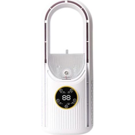 Ventilateur de bureau sans pales avec fonction brumisateur petit ventilateur de bureau avec veilleuse (blanc). (1/5)