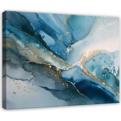 Leinwandbild Marmor Abstrakt Gold Glamour, elegante Wanddeko für Schlafzimmer und Wohnzimmer, hochauflösender Druck, 40 x 30 cm