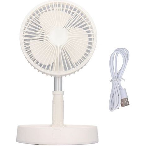Ortviai Ventilateur sur pied pliable et télescopique, batterie 7200 mAh, silencieux, hauteur réglable jusqu’à 101 cm, blanc (1/5)