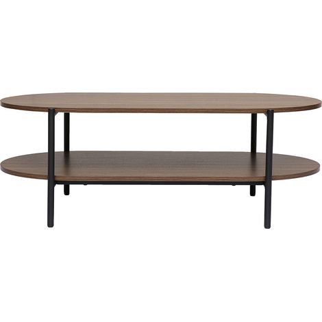 Mesa de centro ovalada con acabado de madera oscura de nogal y metal L115 cm BRUNA