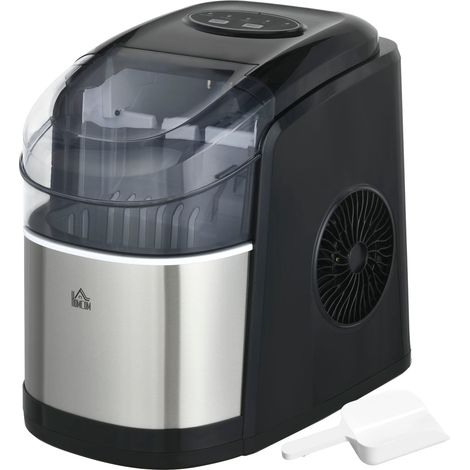 Macchina del Ghiaccio Autopulente da 9 Cubetti in 6-12 Minuti 24.2x35.3x33 cm in PP e Acciaio Inox Nera (1/5)